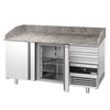 Commercial Pizza Prep Counter - Granite Top PREMIUM - 1600x800mm - with 2 doors & 3 drawers