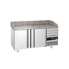 Commercial Pizza Prep Counter - Granite Top PREMIUM - 1600x800mm - with 2 doors & 3 drawers