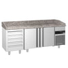 Commercial Pizza Prep Counter - Granite Top PREMIUM - 2100x800mm - with 2 doors & 5 drawers