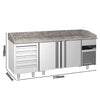Commercial Pizza Prep Counter - Granite Top PREMIUM - 2100x800mm - with 2 doors & 5 drawers