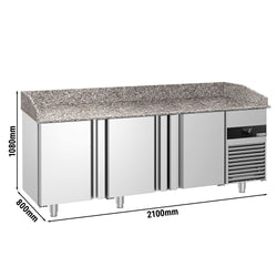 Stół chłodniczy do pizzy PREMIUM - 2100x800mm - z 3 drzwiami