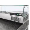Stół chłodniczy do pizzy PREMIUM - 2100x800mm - z blatem granitowym - 2‑drzwiowy, 5 szuflad - z nadstawką chłodniczą z osłoną szklaną - 10x GN 1/3