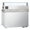 Commercial Pizza Prep Counter - Granite Top PREMIUM - 1400x700mm - with 3 doors - incl. refrigerated topping unit with glass sneeze guard LED - 6x GN 1/4
