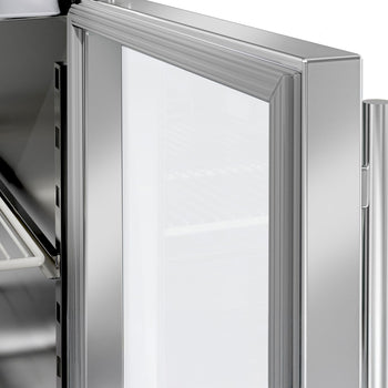 Stół chłodniczy do pizzy ECO - 1400x700mm - z 3 szklanymi drzwiami - włącznie z witryną chłodniczą nadstawną - 6x GN 1/4 - Prime Gastro