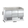 Commercial Pizza Prep Counter - Granite Top ECO - 1400x700mm - with 1 doors & 4 drawers