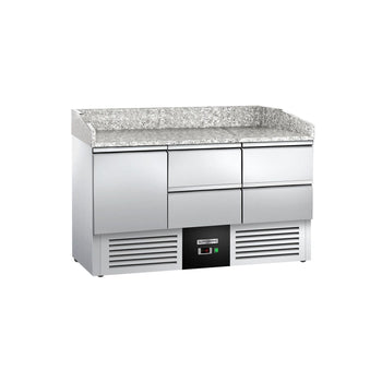Stół chłodniczy do pizzy PREMIUM - 1400x700 mm - 1 drzwi & 4 szuflady - Prime Gastro