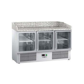 Stół chłodniczy do pizzy ECO - 1400x700 mm - z 3 szklanymi drzwiami - Prime Gastro