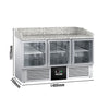 Stół chłodniczy do pizzy PREMIUM – 1400 x 700 mm – z 3 drzwiami szklanymi
