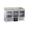 Stół chłodniczy do pizzy PREMIUM – 1400 x 700 mm – z 3 drzwiami szklanymi