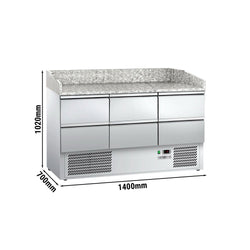 Stół chłodniczy do pizzy ECO - 1400x700 mm - z 6 szufladami