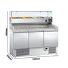 Commercial Pizza Prep Counter - Granite Top ECO - 1400x700mm - with 3 doors - incl. refrigerated topping unit - 6x GN 1/4