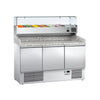 Commercial Pizza Prep Counter - Granite Top ECO - 1400x700mm - with 3 doors - incl. refrigerated topping unit - 6x GN 1/4