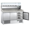 Commercial Pizza Prep Counter - Granite Top ECO - 1400x700mm - with 3 doors - incl. refrigerated topping unit - 6x GN 1/4