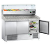 Commercial Pizza Prep Counter - Granite Top ECO - 1400x700mm - with 3 doors - incl. refrigerated topping unit - 6x GN 1/4