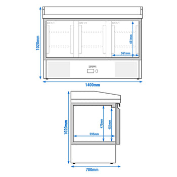 Stół chłodniczy do pizzy PREMIUM - 1400x700mm - 3 drzwi - Prime Gastro