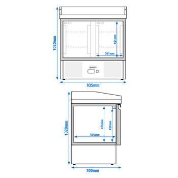 Stół chłodniczy do pizzy PREMIUM - 935x700mm - 2 drzwi - Prime Gastro