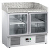 Stół chłodniczy do pizzy ECO – 935 x 700 mm – z 2 drzwiami szklanymi