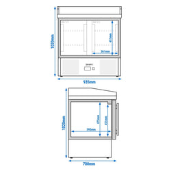 Stół chłodniczy do pizzy ECO – 935 x 700 mm – z 2 drzwiami szklanymi
