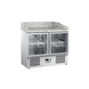 Stół chłodniczy do pizzy ECO – 935 x 700 mm – z 2 drzwiami szklanymi