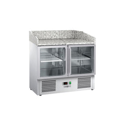 Commercial Pizza Prep Counter - Granite Top ECO - 935x700mm - with 2 glass doors