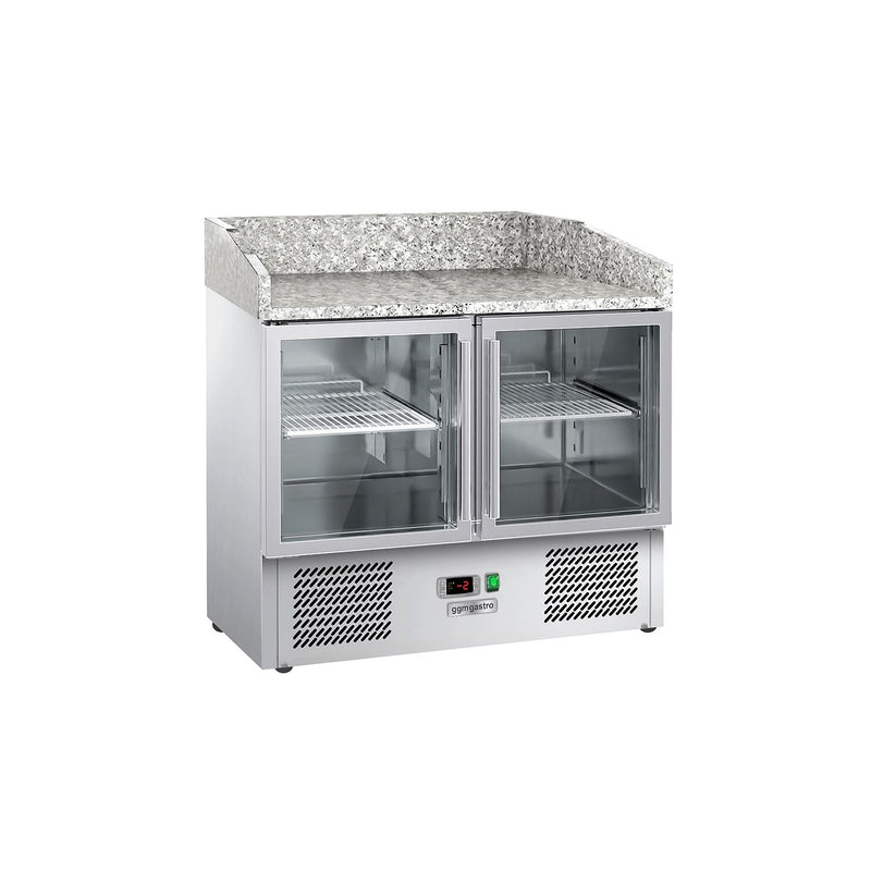 Stół chłodniczy do pizzy ECO – 935 x 700 mm – z 2 drzwiami szklanymi