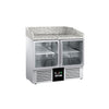 Stół chłodniczy do pizzy PREMIUM – 935 x 700 mm – z 2 drzwiami szklanymi