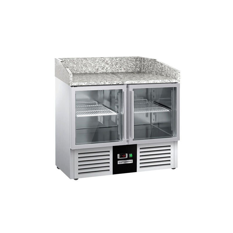 Stół chłodniczy do pizzy PREMIUM – 935 x 700 mm – z 2 drzwiami szklanymi