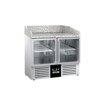 Stół chłodniczy do pizzy PREMIUM - 935x700 mm - 2 szklane drzwi - Prime Gastro