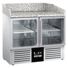 Stół chłodniczy do pizzy PREMIUM – 935 x 700 mm – z 2 drzwiami szklanymi