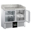Stół chłodniczy do pizzy PREMIUM – 935 x 700 mm – z 2 drzwiami szklanymi