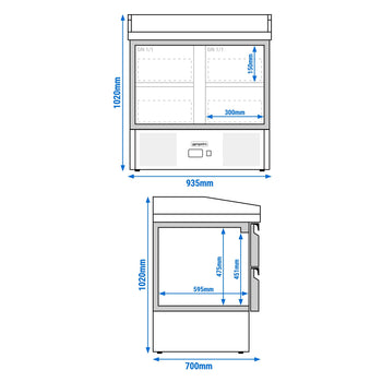 Stół chłodniczy do pizzy PREMIUM - 935x700mm - 4 szuflady - Prime Gastro