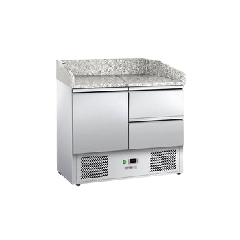 Stół chłodniczy do pizzy ECO - 935x700 mm - z 1 drzwiami & 2 szufladami - Prime Gastro