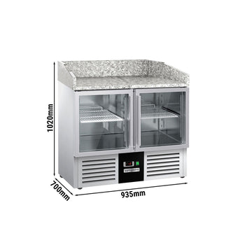 Stół chłodniczy do pizzy PREMIUM - 935x700 mm - 2 szklane drzwi - Prime Gastro