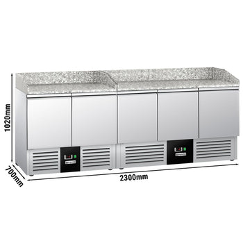 Stoły chłodnicze do pizzy PREMIUM - 2300x700mm - 5 drzwi - Prime Gastro