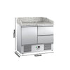 Stół chłodniczy do pizzy ECO – 935 x 700 mm – z 1 drzwiami i 2 szufladami 1/2