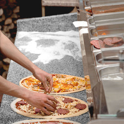 Stół chłodniczy do pizzy ECO - 1400x700mm - z 6 szufladami 1/2 - włącznie z witryną chłodniczą GN 1/4