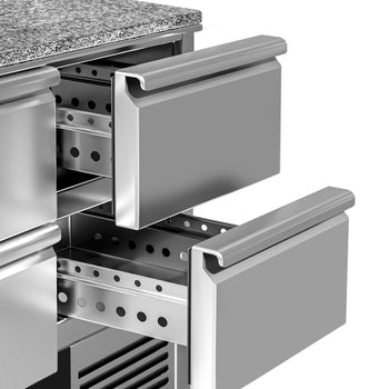 Stół chłodniczy do pizzy PREMIUM - 1400x700 mm - 1 drzwi & 4 szuflady - Prime Gastro