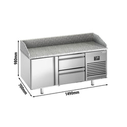 Stół chłodniczy do pizzy PREMIUM PLUS - 1490x700 mm - z 4 szufladami