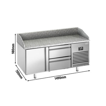 Stół chłodniczy do pizzy PREMIUM PLUS - 1490x700 mm - z 4 szufladami - Prime Gastro