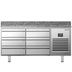 Stół chłodniczy do pizzy PREMIUM PLUS - 1980x700mm - z blatem granitowym - 6 szuflad