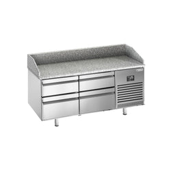 Stół chłodniczy do pizzy PREMIUM PLUS - 1490x700mm - z blatem granitowym - 4 szuflady