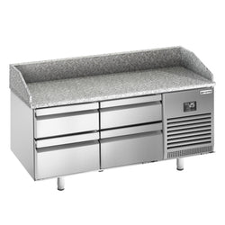Stół chłodniczy do pizzy PREMIUM PLUS - 1490x700mm - z blatem granitowym - 4 szuflady