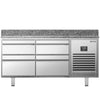 Stół chłodniczy do pizzy PREMIUM PLUS - 1490x700mm - z blatem granitowym - 4 szuflady