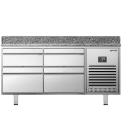 Stół chłodniczy do pizzy PREMIUM PLUS - 1490x700mm - z blatem granitowym - 4 szuflady