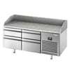 Stół chłodniczy do pizzy PREMIUM PLUS - 1490x700mm - z blatem granitowym - 4 szuflady