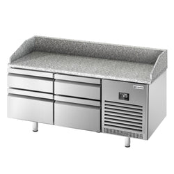 Stół chłodniczy do pizzy PREMIUM PLUS - 1490x700mm - z blatem granitowym - 4 szuflady