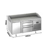 Stół chłodniczy do pizzy Premium PLUS – 1490 x 700 mm – z 1 drzwiami i 2 szufladami 1/3 i 2/3