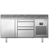 Stół chłodniczy do pizzy Premium PLUS – 1490 x 700 mm – z 1 drzwiami i 2 szufladami 1/3 i 2/3