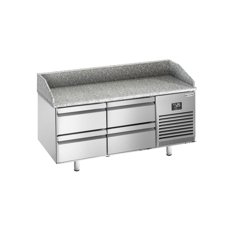 Stół chłodniczy do pizzy PREMIUM PLUS - 1490x700mm - z blatem granitowym - 4 szuflady