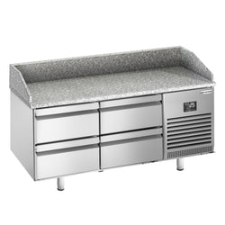 Stół chłodniczy do pizzy PREMIUM PLUS - 1490x700mm - z blatem granitowym - 4 szuflady
